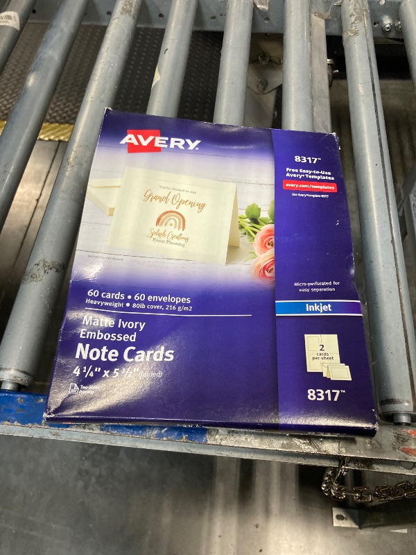 Photo 1 of ***missing parts*** Avery Printable Note Cards with Envelopes, 4.25" x 5.5", Ivory with Embossed Border, 60 Blank Note Cards for Inkjet Printers (08317)