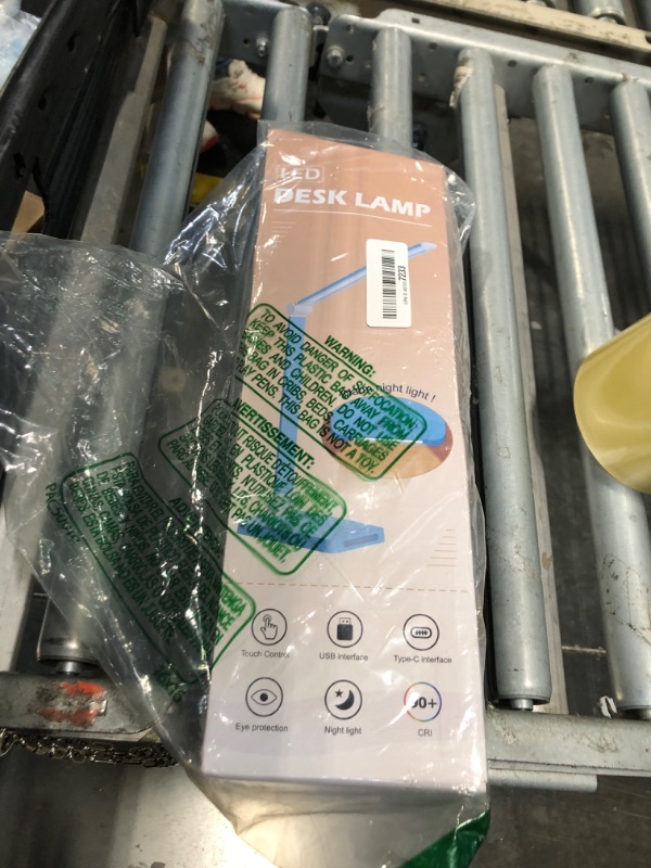 Photo 1 of ****for parts, does not function**** LED Desk Lamp with USB Ports,Touch Desk Lamps for Home Office with 5 Color Modes,3 Brightness Desk Light with Small Night Light,Reading Lamp Table Lamp for Bedroom Bedside Study Blue ?with adapter?