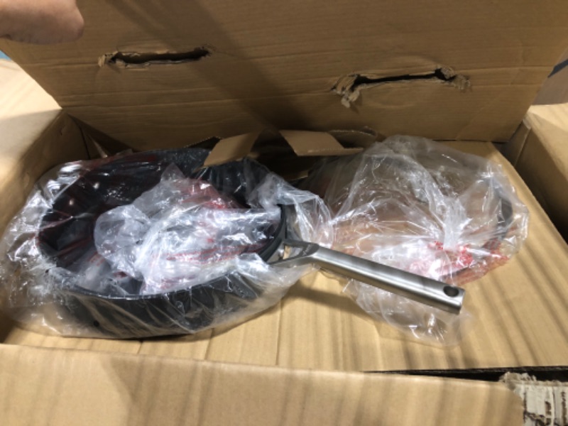 Photo 1 of *** all lids missing*** all pieces are scrarched*** Ninja Foodi NeverStick Professional 12-Piece Cookware Set, Hard-Anodized, Nonstick, Durable & Oven Safe to 500°F, Slate Grey, C39800