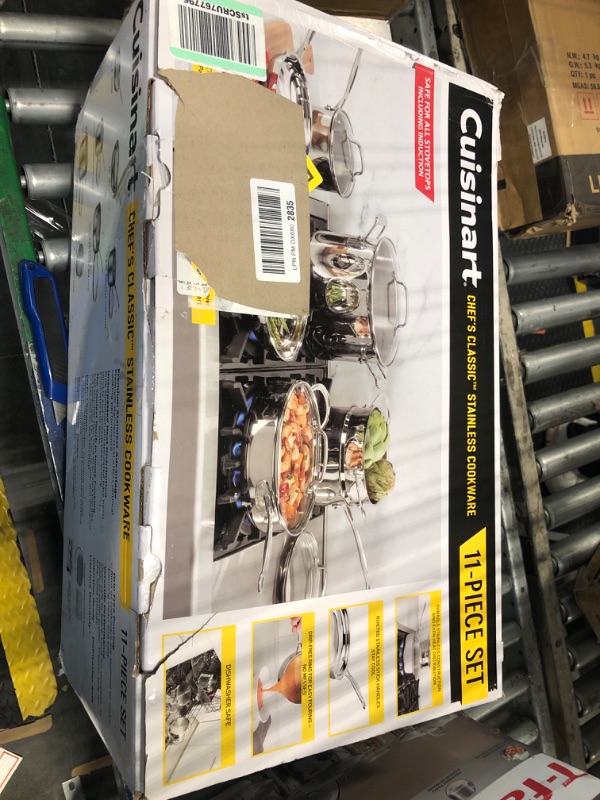 Photo 1 of **** very used*** one piece is burned*** Cuisinart Chefs Classic 11pc Stainless Steel Cookware Set - 77-11G: Induction Compatible, Dishwasher  Oven Safe