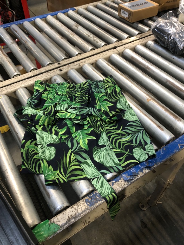 Photo 1 of ** SHORTS ONLY
LYANER Women's 2 Piece Outfits Strappy Cami Crop Top and Tropical Shorts with Belt Set Green Leaf Small
