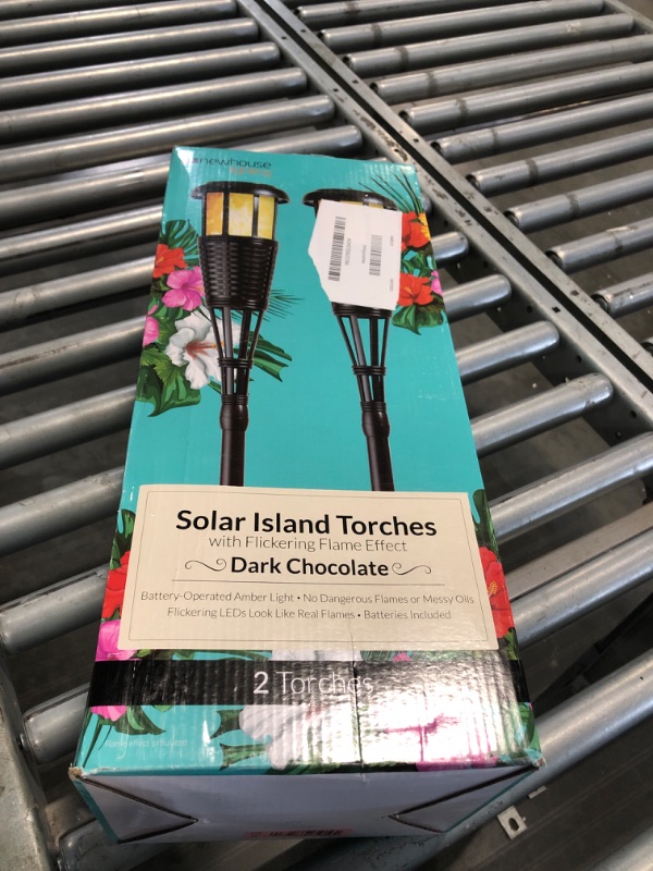 Photo 1 of ***MISSING PARTS***Newhouse Lighting FLTORCH2-B Solar-Powered Flickering Flame Effect LED Outdoor Island Torches for Landscape Lighting, Black Dark Chocolate Finish, 2-Pack