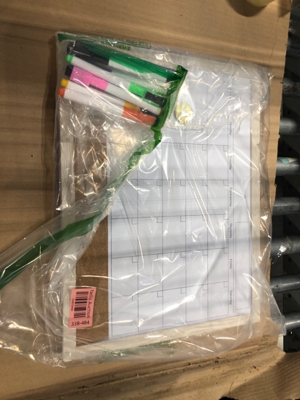 Photo 1 of ****MINOR DAMAGE ERASER MISSING****Calendar Whiteboard for Wall, TANKEE 17x13 Inches Whiteboard Calendar Cork Board Combo, Small Magnetic White Board with Wood Framed, Hanging Dry Erase Board for Kitchen Home Office School Planner