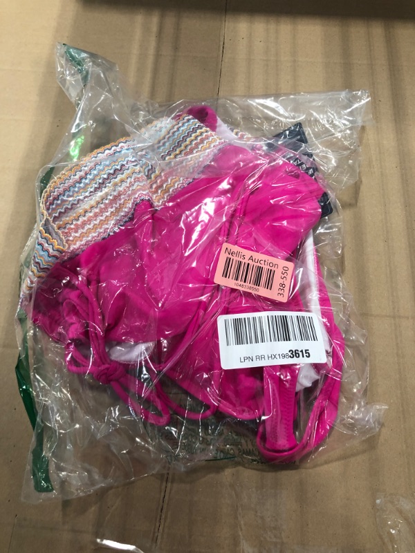 Photo 1 of Blooming Jelly Womens High Waisted Bikini Sets Tummy Control Bathing Suit Two Piece Color Block Swimsuits (XXL, Hot Pink)