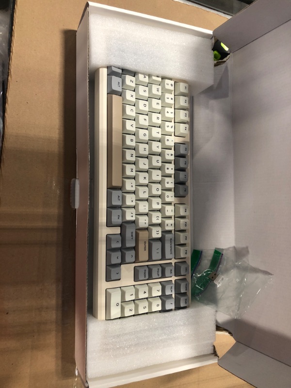Photo 1 of **ERROR WITH KEYS** EPOMAKER Galaxy100 QMK/VIA Wireless Gaming Keyboard, Aluminum Shell, Bluetooth/2.4Ghz/USB-C, Pre-Lubed Hot-Swappable Linear Switches, NKRO, RGB Backlit (Creamy White, Wisteria Linear Switch)