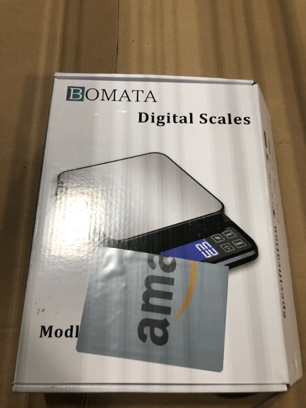 Photo 1 of *****MISSING POWER CORD ****** BOMATA Large Kitchen Scale with 0.1g/0.001oz High Precision, 5kg/11lb Bakery Scale with% Percentage Function, USB Rechargeable, Full-View Angle LCD with Backlight, Stainless Steel Pan