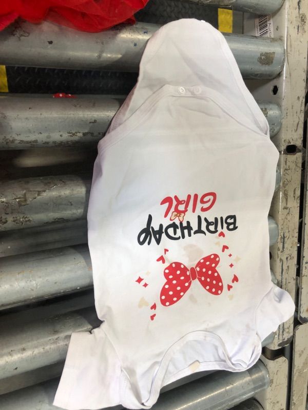 Photo 1 of [STAINED NEAR BOW] Newborn Toddler Baby Girls Half 1st 2nd Birthday Outfit Mouse Princess Dress Polka Dots Tutu Skirt ONE Cake Smash Halloween Fancy Funny Costume for Photo Shoot Red-Bow 1T