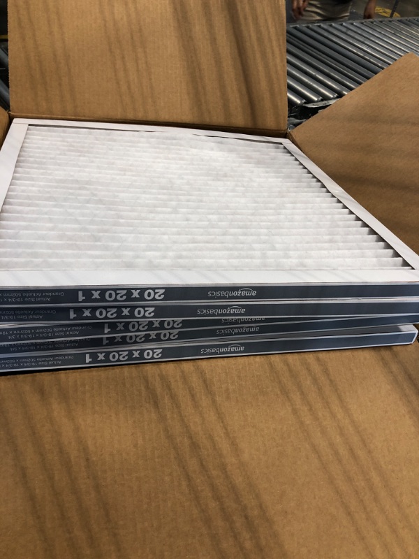Photo 1 of *****MISSING ONE FILTER****Amazon Basics 20x20x1 Air Filter 6 Pack, MERV 11 AC Furnace Filters (Actual Size: 19.75 x 19.75 x .75)