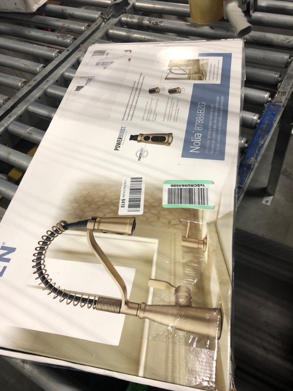 Photo 1 of ***MISSING HARDWARE***Moen Nolia Bronzed Gold One-Handle Single Hole Spring Kitchen Faucet with Pull Down Sprayer and Soap Dispenser, 87886BZG.