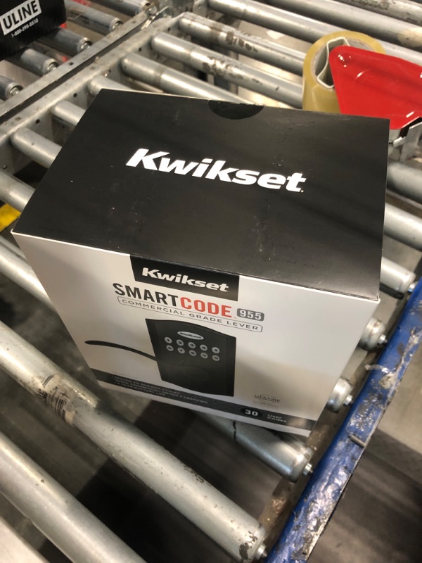 Photo 1 of Kwikset SmartCode 955 Pembroke Light Commercial 10-Button Keypad Electronic Lever, Featuring Convenient Keyless Entry, 3-Year Batter Life and High Traffic Durability Matte Black