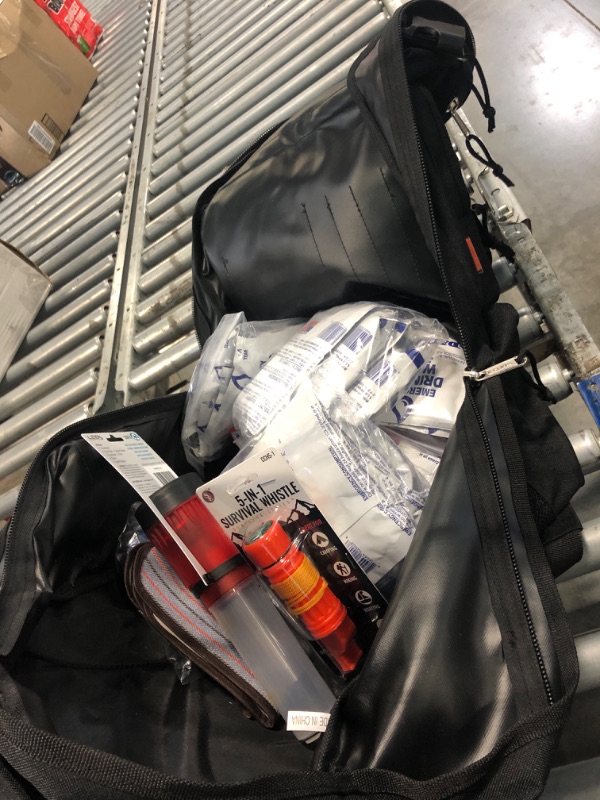 Photo 1 of First My Family All-in-One 4 Person, 72 Hour Emergency Survival Kit for Fires, Earthquakes, Hurricanes, Floods, Tsunami and Other Disasters - Premium Black Backpack