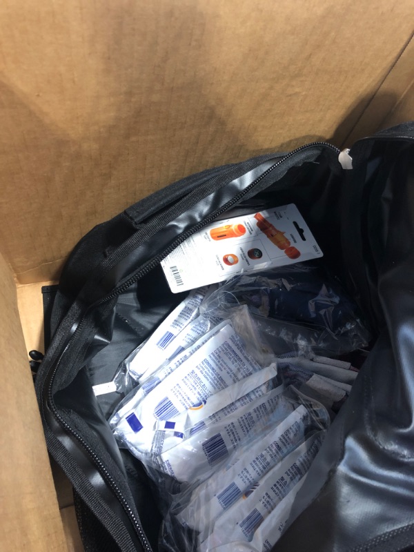 Photo 1 of ***missing parts*** First My Family All-in-One 4 Person, 72 Hour Emergency Survival Kit for Fires, Earthquakes, Hurricanes, Floods, Tsunami and Other Disasters - Premium Black Backpack