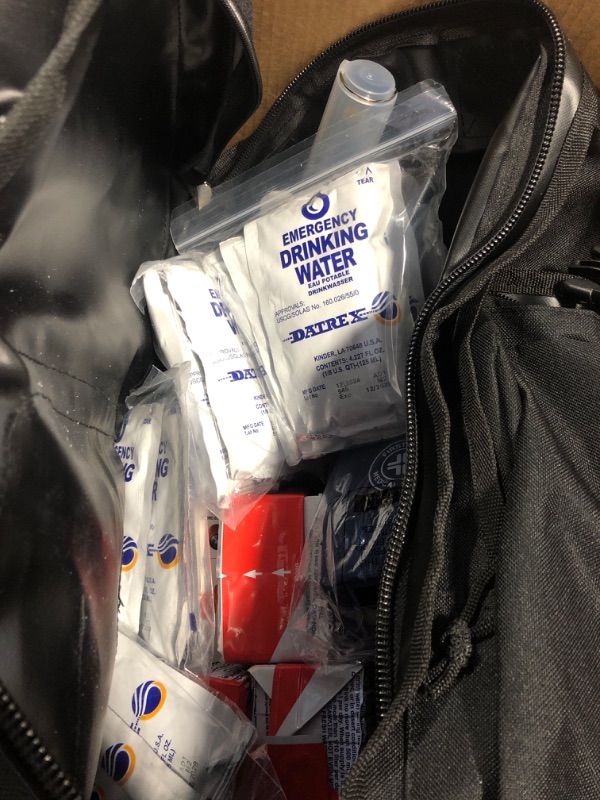 Photo 1 of ***missing parts***First My Family All-in-One 4 Person, 72 Hour Emergency Survival Kit for Fires, Earthquakes, Hurricanes, Floods, Tsunami and Other Disasters - Premium Black Backpack