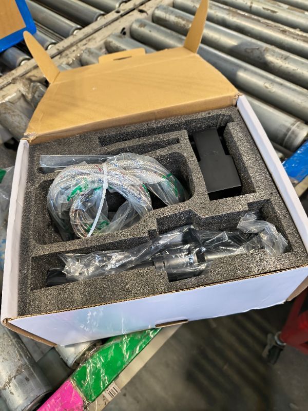 Photo 1 of (SPARE PARTS) Hoimpro Matte Black Bathroom Faucet for 1 Hole Waterfall Faucet with Pop-up Drain, Bathroom Sink Faucet, Single Handle Single One Hole Vanity Faucet cUPC Water Supply Line, 6 Inch Deck Plate