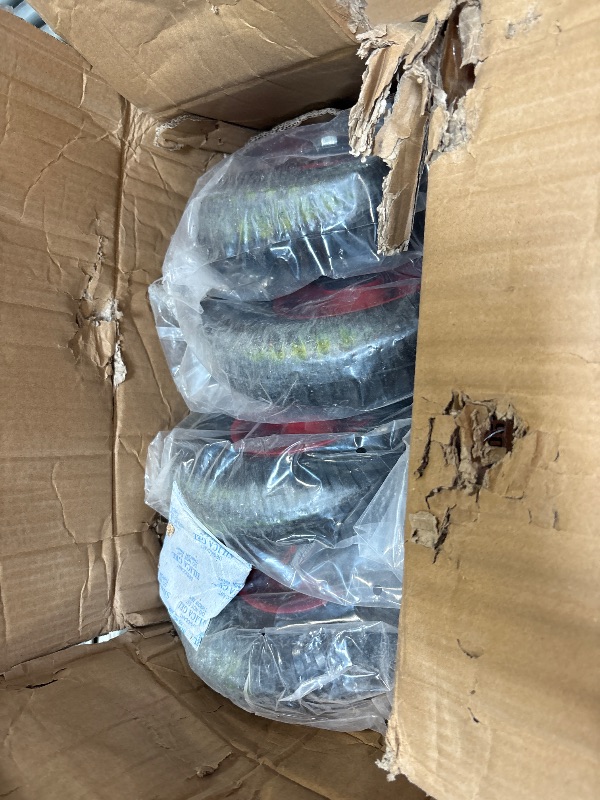 Photo 1 of ***ONLY A SET OF 4 NOT 8******POWERTEC 8 Inch Caster Wheels Set of 4, Heavy Duty Fixed Plate Casters with Rubber Knobby Tread for Workbench, Dolly, Cart, Trolley, Wagon and Chicken Coop, Large Rubber Castor Wheels (17053-P8)