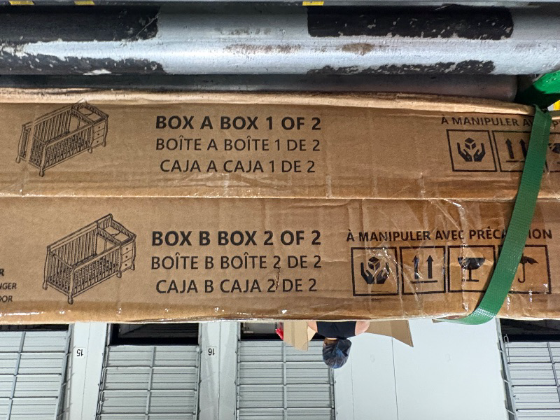 Photo 1 of **2 BOX SET-FACTORY SEALED AND STRAPS STILL FULLY INTACT AS SHOWN IN PHOTOS**
Dream On Me Brody 5-in-1 Convertible Full-Size Baby Crib & 3-Drawer Changer in White, Pinewood, GreenGuard Gold & JPMA, 1” Changer Pad, 3 Mattress Heights, Converts to Toddler &