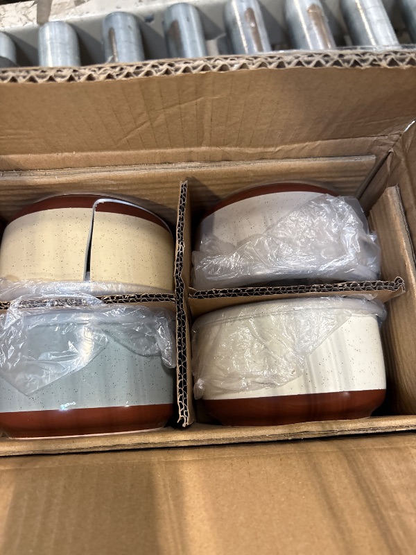 Photo 1 of **one broken*
Chubacoo Ceramic Bowl with Lid: 20 oz Microwave Safe Porcelain Soup Containers for Food Storage, Meal Prep, Working Lunch, Picnic & Camping - 5-Inch Set of 4 Dipped Color & Speckle