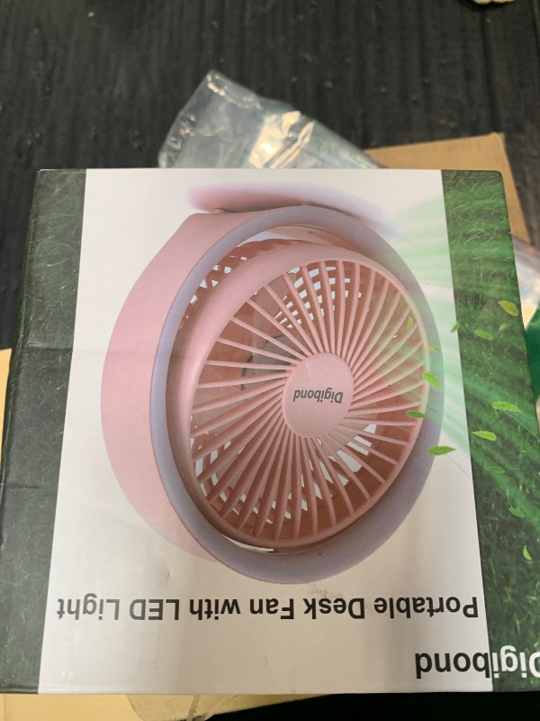 Photo 1 of ***Missing fan blade***
Digibond Small Fan, High Power Silent Desk Fan Portable USB Fan 3000mAh Rechargeable Battery Powered, 3 Speed 5.3in with Night Light/Hook,180°Rotated Easy Clean (Black).