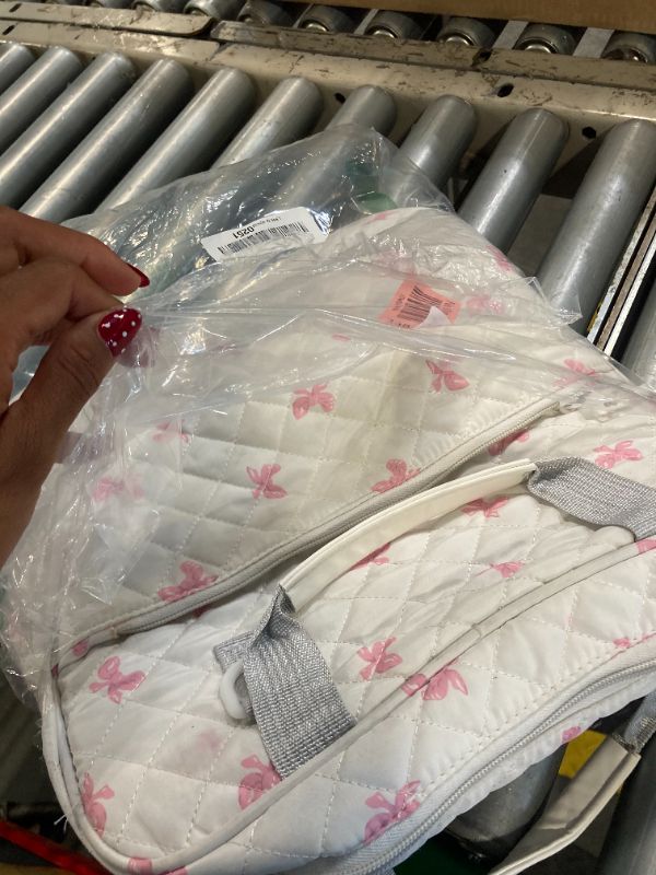 Photo 1 of Talltalk Zipper Binder Folder Keeper with Strap 2 Inch 3 Ring Multi-Pocket Zipper Bag Fit 13" Laptop 5-tab Expanding File Folder for Women Office Middle High School(Pink Bow)