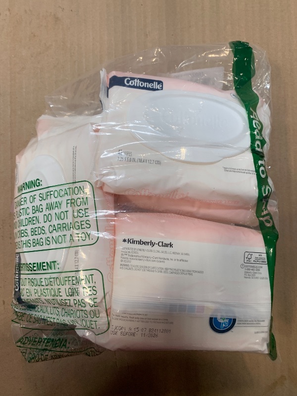 Photo 1 of ** 7 PACKS ** Cottonelle Fragrance Free Flushable Wet Wipes, Adult Wet Wipes, 8 Flip-Top Packs, 42 Wipes Per Pack