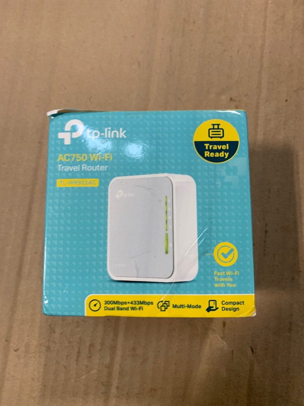 Photo 1 of TP-Link AC750 Wireless Portable Nano Travel Router(TL-WR902AC) - Support Multiple Modes, WiFi Router/Hotspot/Bridge/Range Extender/Access Point/Client Modes, Dual Band WiFi, 1 USB 2.0 Port