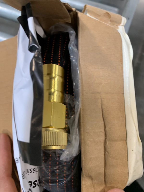 Photo 1 of 10FT Lightweight Garden Hose,Flexible Water Hose with Solid Brass Head,Kink-Free,Collapsible Hose,High Pressure Flat Water Hose for RV,Boat,Car Wash,Garden,Yard,Camper,Outdoor (OrangeBlack, 10 feet)