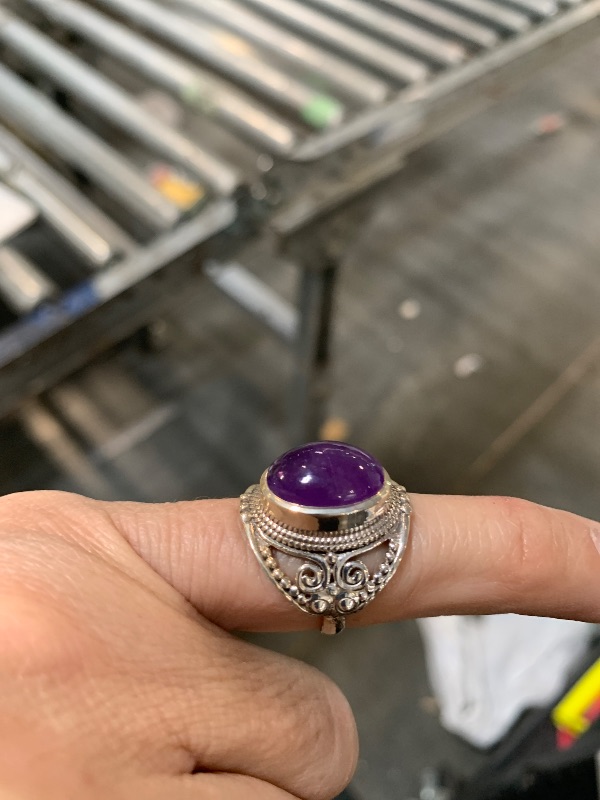 Photo 1 of ****SIMILAR****  Elegant Oval Shape Amethyst Ring 925 Sterling Silver Handmade Purple Gemstone Ring Bohemian Simple Silver Designer Ring For Women For Promise Memorial Gift For Her By Samadorne