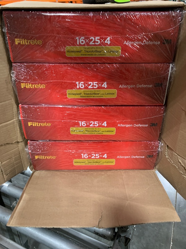 Photo 1 of *****similar****Filtrete 16x25x4 AC Furnace Air Filter, MPR 1000, MERV 11, Fits Lennox & Honeywell Devices, Allergen Defense, Electrostatic Air Cleaning Filter, 4-Pack (actual size 15.88 x 24.56 x 4.31)
