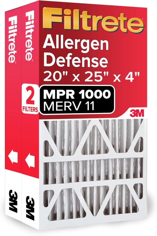 Photo 1 of ***ONLY ONE***

Filtrete 20x25x4 AC Furnace Air Filter, MPR 1000, MERV 11, Fits Honeywell & AprilAire Space-Gard, Allergen Defense, Electrostatic Air Cleaning Filter, 2-Pack (actual size 19.88 x 24.63 x 4.31)