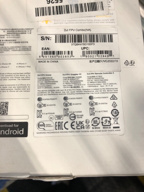 Photo 1 of ***Missing Drone Propellers***
DJI FPV Combo (Goggles V2), First-Person View Drone with 4K Camera, S Flight Mode, Super-Wide 150° FOV, HD Low-Latency Transmission, FAA Remote ID Compliant.