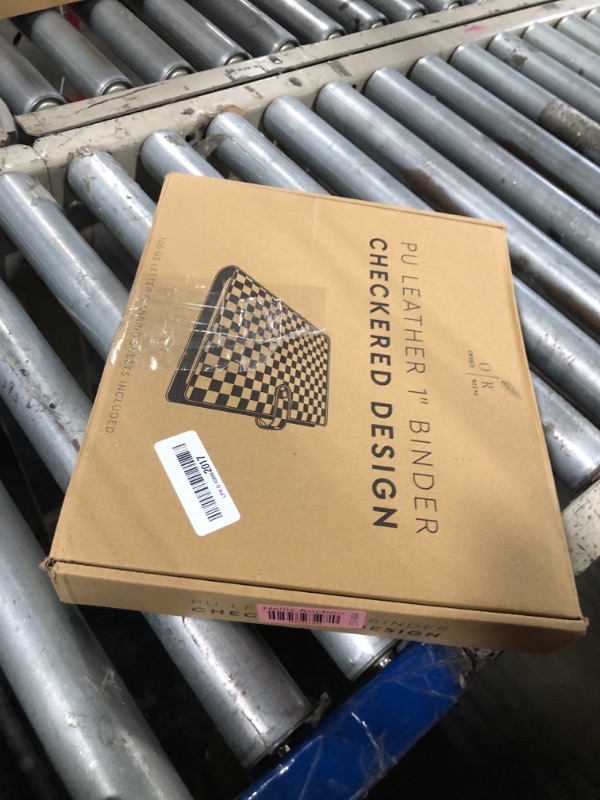 Photo 1 of OFFICE RITM Letter Checkered PU Leather 1 inch Round 3 Ring Binder with 8.5 x 11 Inch Loose Leaf Note Paper | Large Cute Professional Recipe Binder for Women