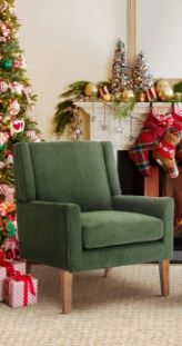 Photo 1 of 1 PCS *******************ONLY 1 PCSCOLAMY Modern Wingback Living Room Chair , Upholstered Fabric Accent Armchair, Single Sofa Chair with Lounge Seat and Wood Legs for Bedroom/Office/Reading Spaces, Green