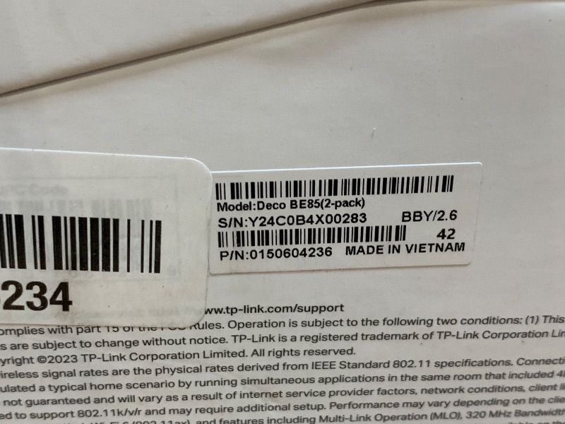Photo 1 of -Link Deco BE85 Tri-Band WiFi 7 BE22000 Whole Home Mesh System - 12-Stream 22 Gbps, 2X 10G + 2X 2.5G Ports, Wired Backhaul, 8X High-Gain Antennas, VPN, AI-Roaming, 4x4 MU-MIMO, HomeShield (2-Pack)