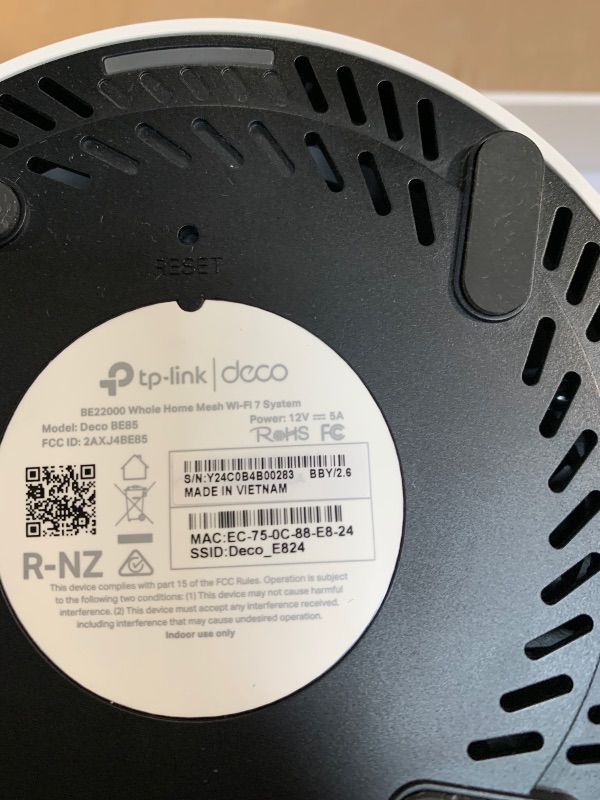 Photo 1 of -Link Deco BE85 Tri-Band WiFi 7 BE22000 Whole Home Mesh System - 12-Stream 22 Gbps, 2X 10G + 2X 2.5G Ports, Wired Backhaul, 8X High-Gain Antennas, VPN, AI-Roaming, 4x4 MU-MIMO, HomeShield (2-Pack)