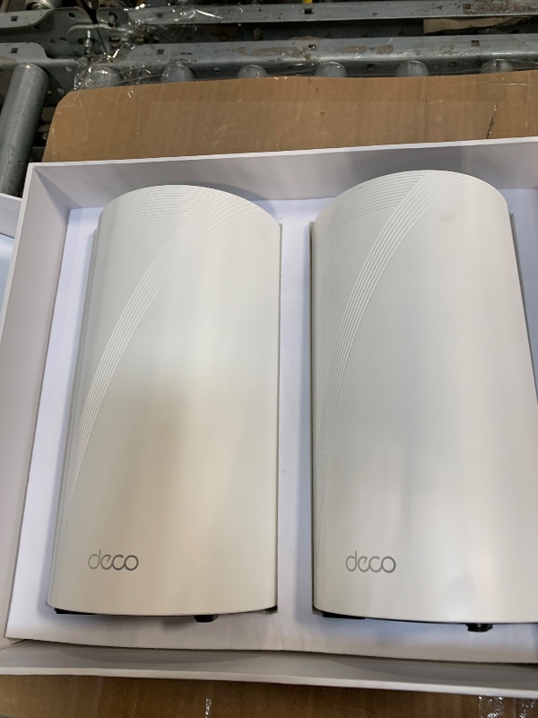 Photo 1 of -Link Deco BE85 Tri-Band WiFi 7 BE22000 Whole Home Mesh System - 12-Stream 22 Gbps, 2X 10G + 2X 2.5G Ports, Wired Backhaul, 8X High-Gain Antennas, VPN, AI-Roaming, 4x4 MU-MIMO, HomeShield (2-Pack)