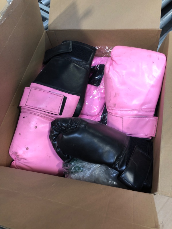 Photo 1 of **DIRTY** VERY USED**Kanayu 3 Pieces Boxing Headgear and 3 Pairs Gloves Set Shockproof Leather Boxing Helmet Safety Head Guard Punching Bag Gloves for Men Women Youth Beginners(Black, White, Pink)