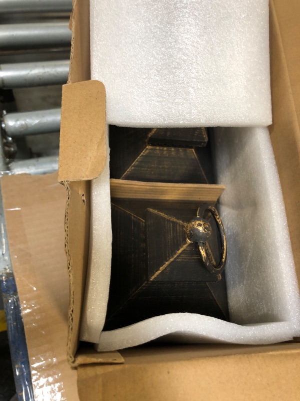 Photo 1 of **BROKEN PARTS** ZKEE Vintage Style Decorative Lantern, 11" Golden Brushed Black, Flame Effect LED, 4 Hour Timer, Indoor/Outdoor