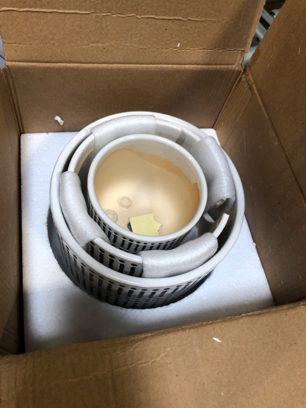 Photo 1 of **BROKEN PARTS**6Docrin Plant Pots Ceramic, 6.5+5.3+4 Inch Flower Pots with Drainage Holes for Home/Office - Set of 3/White and Black