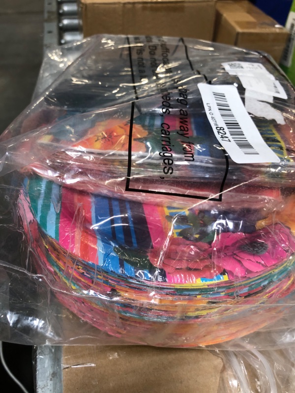 Photo 1 of **MISSING PARTS**200pcs Mexican Fiesta Plates Napkins Floral Paper Tableware Set Serape Stripes Cake Disposable Dinnerware Pinata Mexico Taco Party Decoration for Baby Shower Birthday Supplies Serves 50