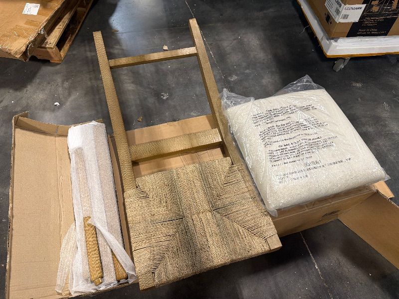 Photo 1 of [ONLY 1] Nathan James Beacon Bohemian Boucle Bar Stool, Upholstered Counter Height Chair with Solid Wood Frame and Woven Seagrass Back for Kitchen Island, Light Brown/Seagrass/Cream Boucle