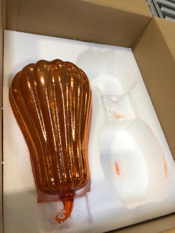Photo 1 of **BROKEN PARTS**KI Store Glass Pumpkin with Lights and Timer Set of 3 10.8-Inch 8.5-Inch 6.5-Inch Lighted Mercury Glass Pumpkins for Fall Halloween Thanksgiving Decorations Battery Operated