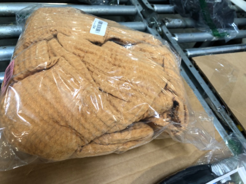 Photo 1 of 100% Cotton Blanket for Twin Size Bed - Yellow Waffle Weave Lightweight Summer Bed Blanket - 90x66in Prewashed Breathable, Woven, Layering Blanket (Twin, Marigold)**only 1 piece