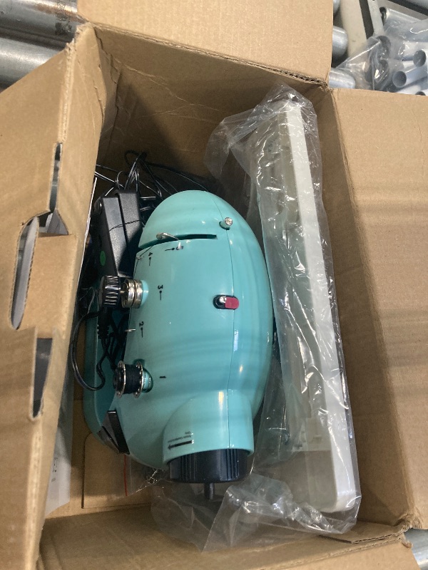 Photo 1 of *****MISSING PIECES****  Magicfly Mini Sewing Machine with Extension Table, Dual Speed Portable Sewing Machine for Beginners with Light, Sewing Kit for Household Use, Blue