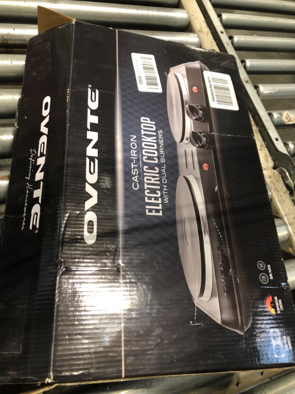 Photo 1 of ****VERY USED AND OIL SPLATTERED***********OVENTE Electric Countertop Double Burner, 1700W Cooktop with 7.25" and 6.10" Cast Iron Hot Plates, Temperature Control, Portable Cooking Stove and Easy to Clean Stainless Steel Base, Black BGS102B