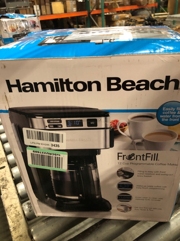 Photo 1 of ***lid of coffee pot is broken***Hamilton Beach Programmable Drip Coffee Maker, 12 Cups, Front Access Easy Fill, Pause & Serve, 3 Brewing Options, Black (46310)