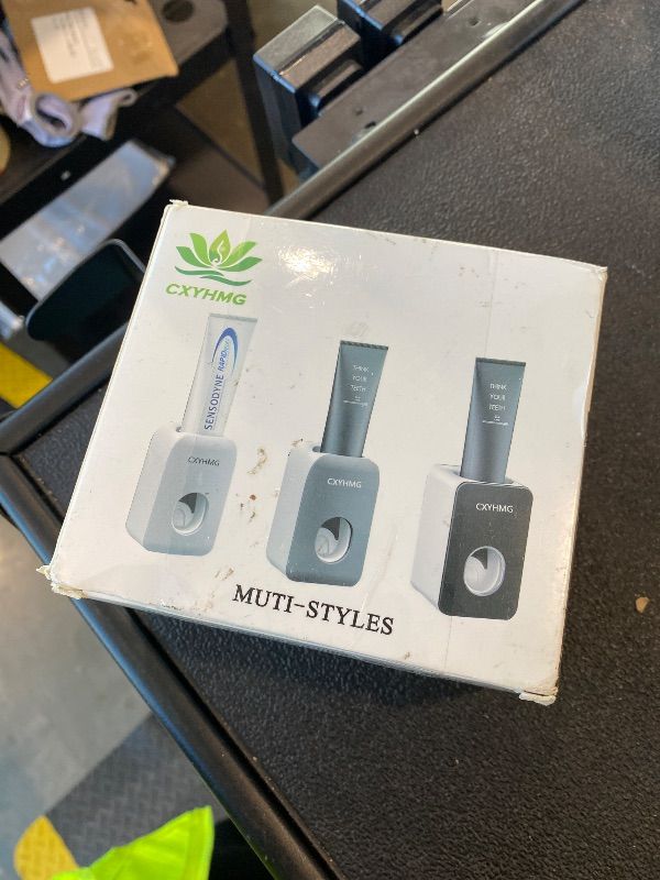 Photo 1 of *MINOR DAMAGE - USED*
Toothpaste Dispenser, 2 PCS Automatic Toothpaste Squeezer Dispenser for Kids & Family Shower, is Wall Mount Bathroom Accessories with Super Sticky Suction Pad. (Black-Grey)