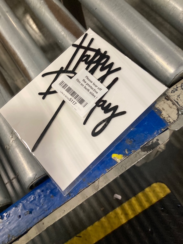 Photo 1 of 1 PCS Black Happy Birthday Cake Topper, 5.3 Inch x 7.2 Inch Acrylic Cake Topper Happy Birthday Cake Sign, Birthday Cake Decorations for Party Dessert, and Anniversary Supplies