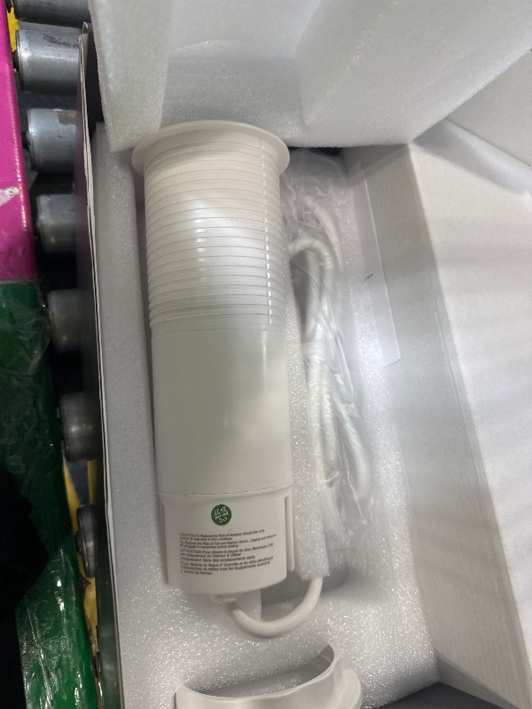 Photo 1 of **FUNCTIONS, BUT IS HARD TO PUSH BUTTON** ANNQUAN Automatic Pop Up Outlet for Countertop,20W USB-C Fast Charging Power Station,3.15" Kitchen Island Pop Up Electrical Outlet,4 Outlets,4 USB,Office Power Supply,6ft Cord(White)