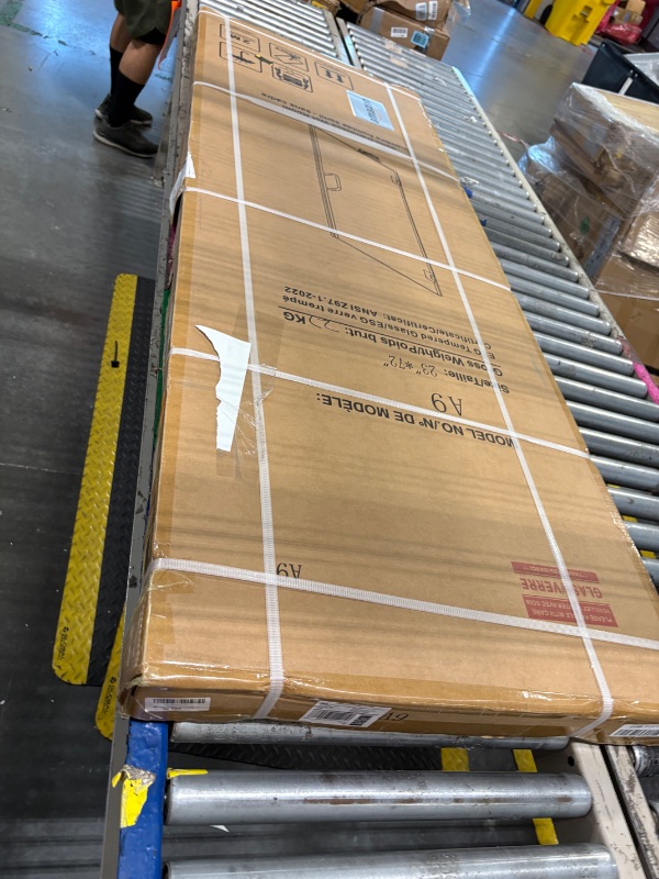 Photo 1 of **FACTORY SEALED AS SHOWN IN PHOTOS/STRAPS STILL FULLY INTACT**Frameless Hinged Shower Door 23" W x 72" H,Single Swing hinged Black Shower Door with 5/16" Clear Tempered Glass,with Sealing Strip Components,Handle and Stainless Hardware,Easy Clean