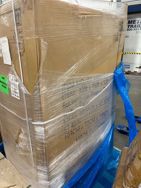 Photo 1 of **COMPLETELY FACTORY SEALED/STRAPS WERE FULLY IN TACT-OPENED ON SITE- WILL NEED TRUCK OR TRAILER FOR PICK UP**EVAJOY 32ft x 16ft x 52in Metal Frame Swimming Pool Set, Rectangular Above Ground Pool Cover with Sand Filter Pump, Pool Ladder, Ground Cloth for